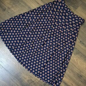 Vintage Tapestry Designs Pleated Skirt Navy Medallion USA 4‎ Old Money Academia